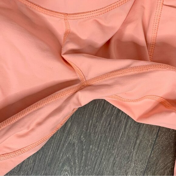 Titika Women’s Compress Mesh Leggings Cropped Orange Peach High Rise Waist XS - Picture 6 of 14